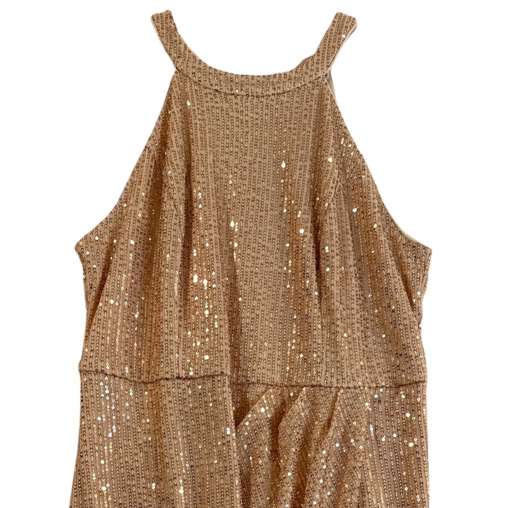 Gold Sequin Halter Dress Women’s 2XL Sleeveless Formal Bbonlinedress - Picture 3 of 10